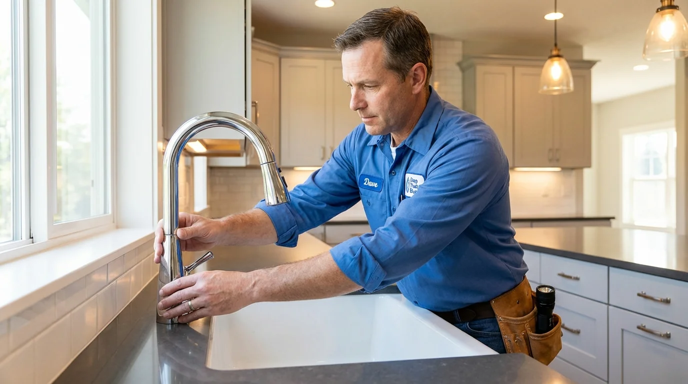 Kitchen faucet installation by Johns Plumbing LLC in Wolcottville