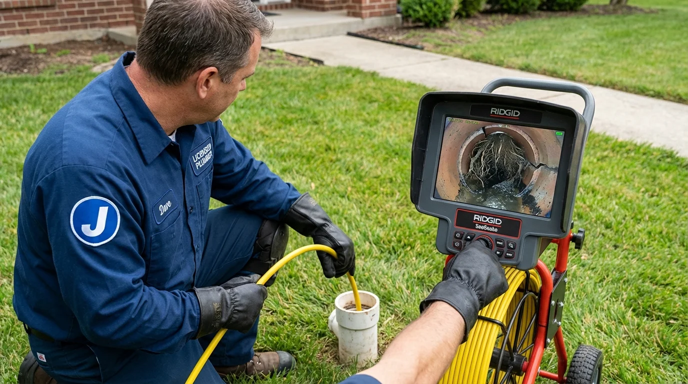 Sewer camera inspection being performed by Johns Plumbing LLC in Wolcottville