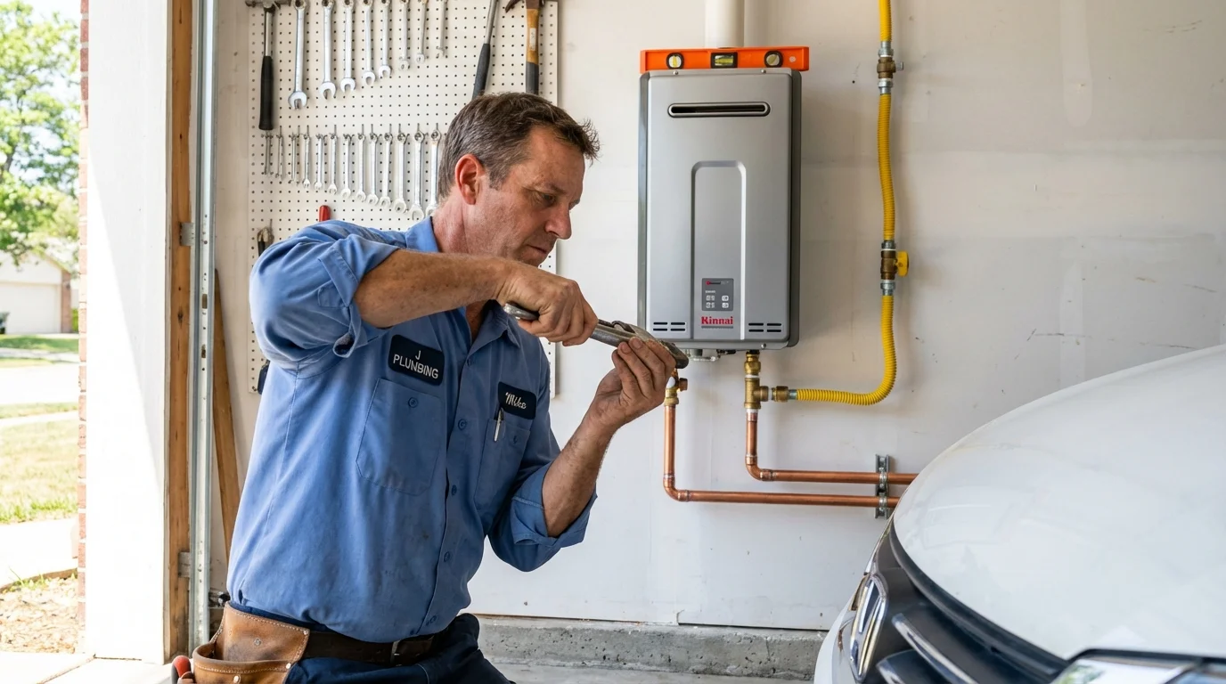 Tankless water heater installation by a Johns Plumbing LLC plumber in Wolcottville